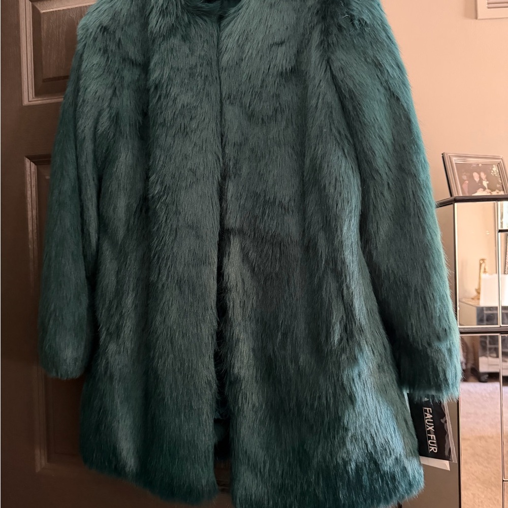 Elegant Teal Faux Fur Teddy Jacket